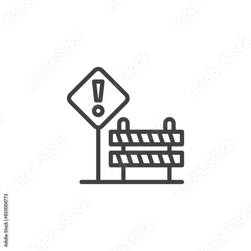 Road Construction sign line icon