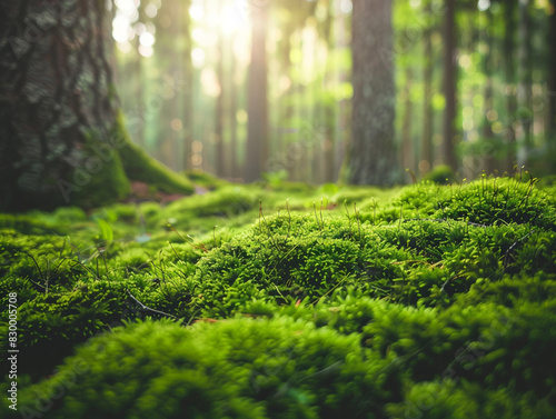 Quadro em tela Beautiful green moss in the forest close up