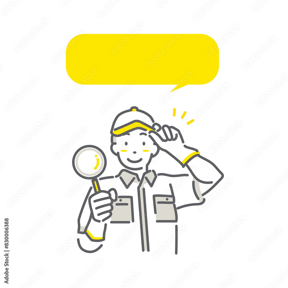 さわやかな作業員の男性 シンプルでおしゃれな線画イラスト さわやかな作業員の男性 シンプルでおしゃれな線画イラスト