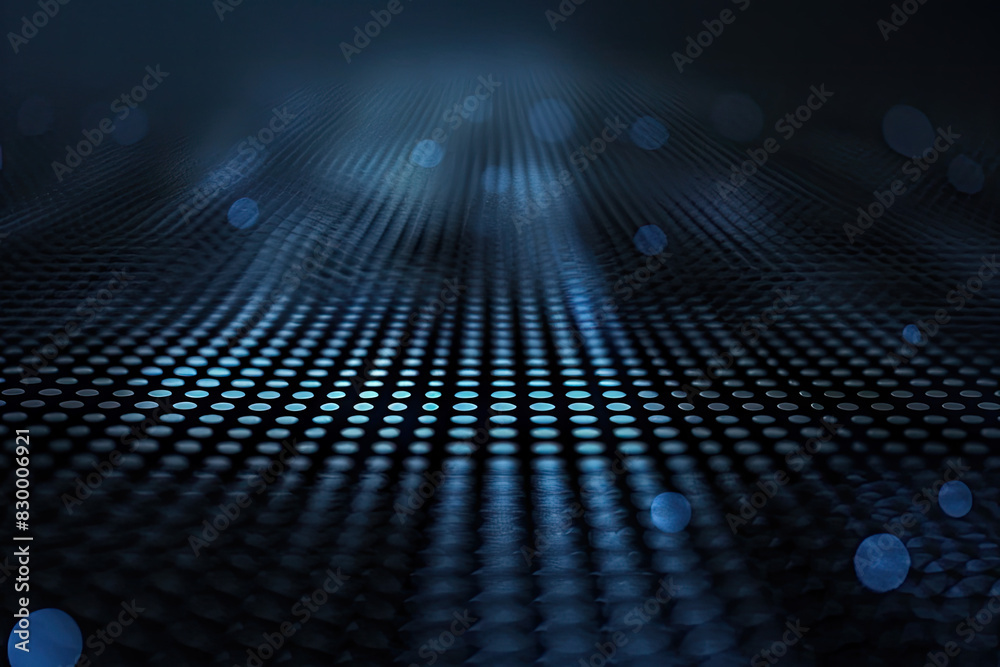 black cinematic background with a thin blue line grid over it