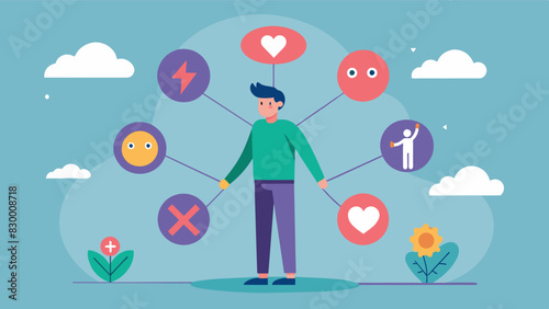 A person setting a realistic goal to prioritize their mental and emotional health by setting boundaries with toxic relationships and seeking out positive and supportive. Vector illustration