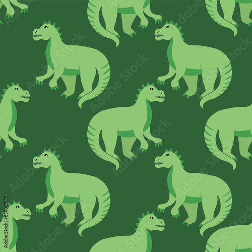 Green dinosaur seamless pattern illustration