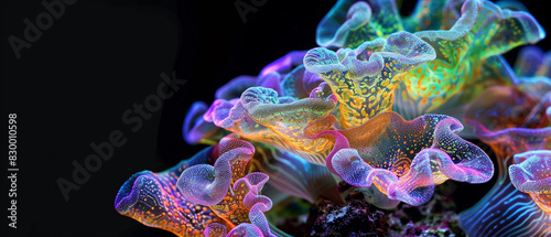 neon colourful coral isolated on black 