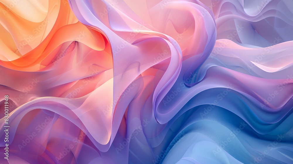Obraz premium Pastel Symphony: Flowing Forms in Digital Harmony