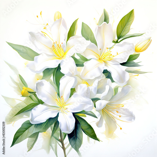 bloom jasmine flowers watercolor ai generated