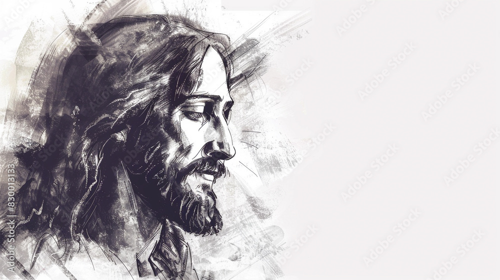sketch drawing of jesus with copy space sketch drawing of jesus with copy space