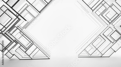Minimalist Geometric Frame Structure for Product Presentation Display on a White Background
