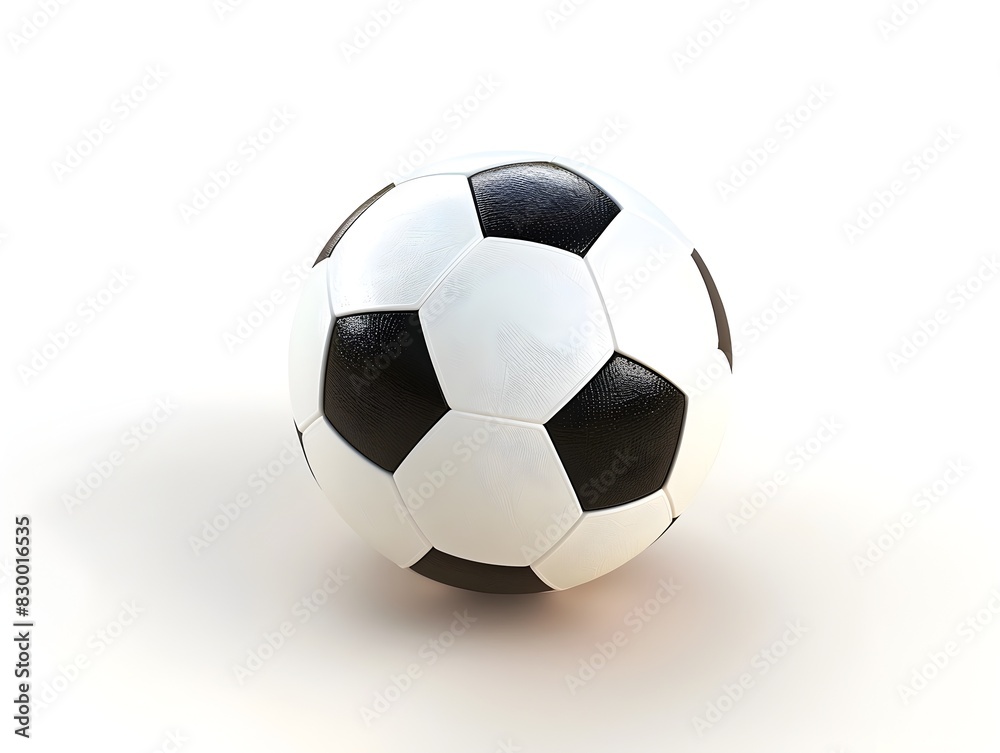Fototapeta premium Classic Black and White Soccer Ball on Plain White Background