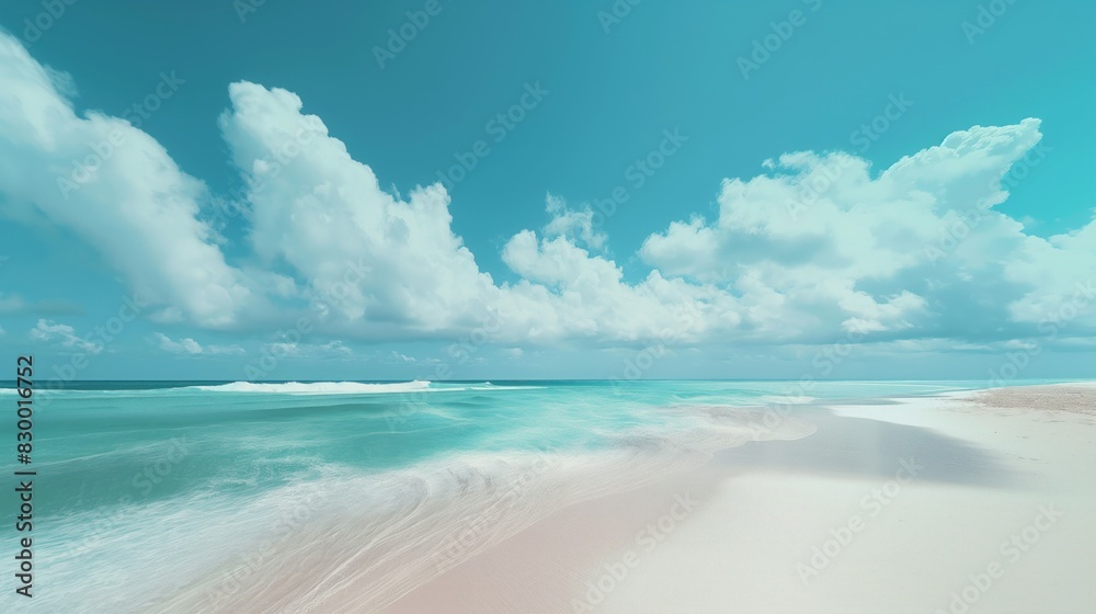 Obraz premium Beautiful beach with palms and turquoise sea in island.