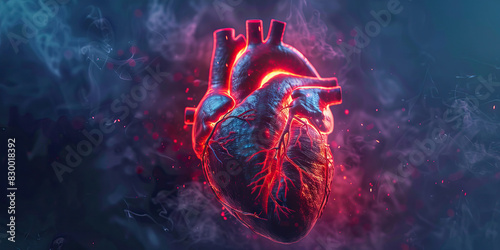 Cardiovascular Complications: The Palpitations and Chest Pain of Heart Conditions - Visualize a scene where the heart beats irregularly and chest pain occurs, indicating cardiovascular problems such a