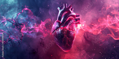 Cardiovascular Complications: The Palpitations and Chest Pain of Heart Conditions - Visualize a scene where the heart beats irregularly and chest pain occurs, indicating cardiovascular problems such a photo