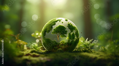 Digital environmental protection forest green planet graphics poster background