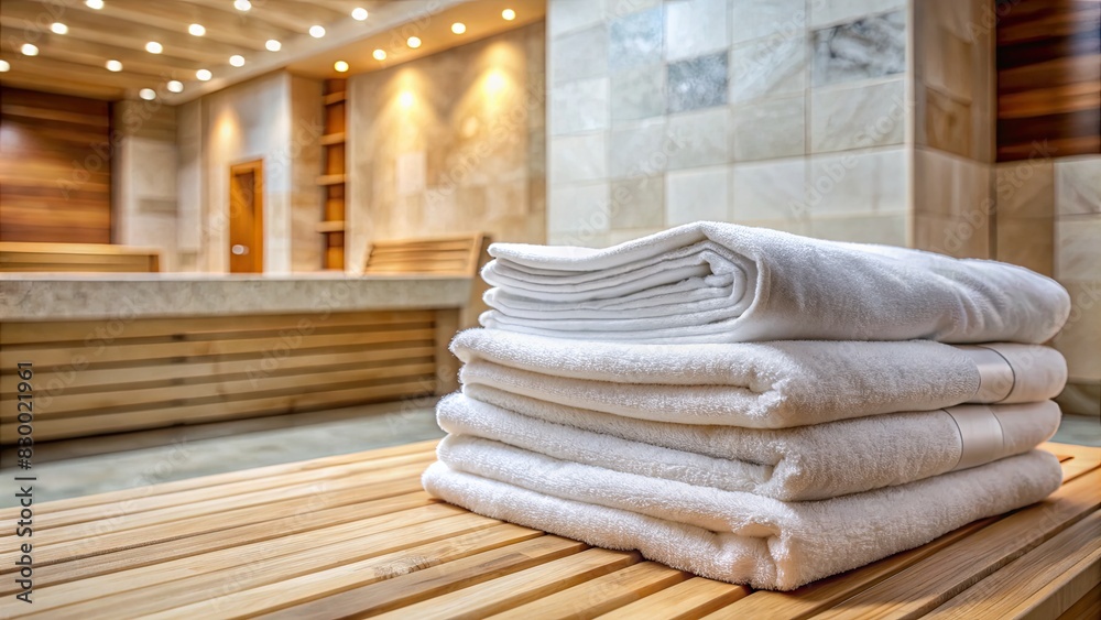 Neatly folded white towels in a luxurious