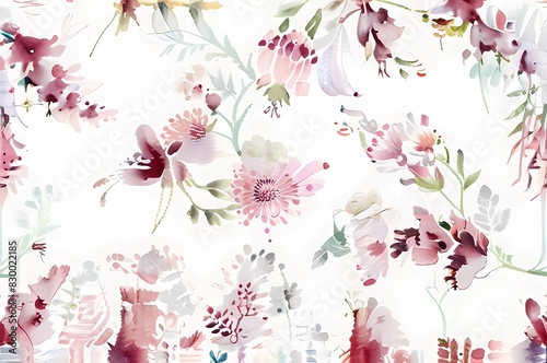Seamless floral pattern with watercolor flowers on summer background, watercolor illustration. Template design for textiles, interior, clothes, wallpaper © JALA ART