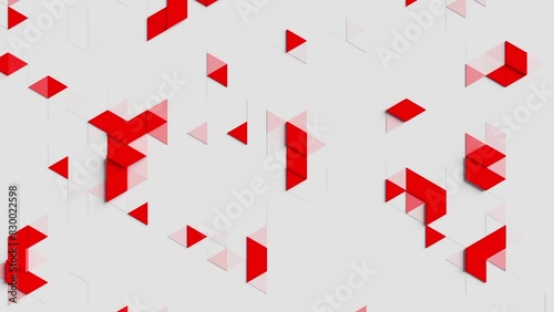 A pattern of red and clear triangles on a white background. Looped animation. photo