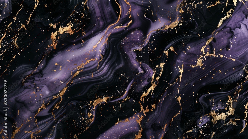 Fototapeta premium Black marble luxury, light purple with gold streaks, full focus, website background, design template