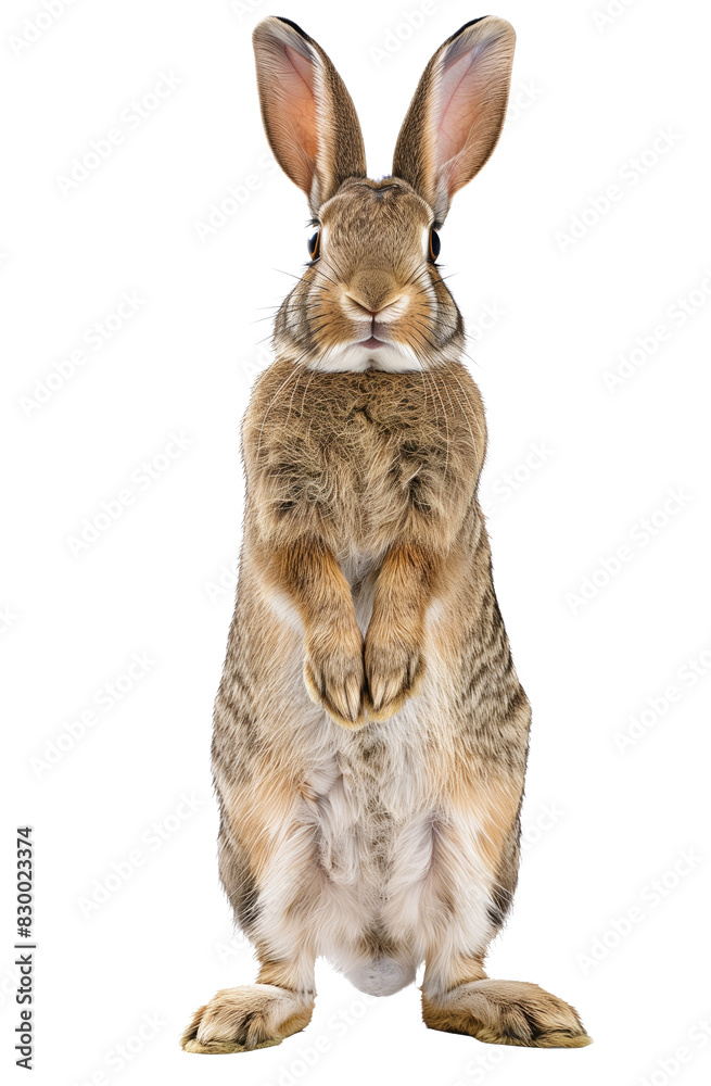 Fototapeta premium Cute Rabbit Standing On Hind Legs In Front View