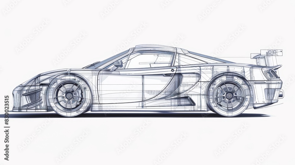 Fototapeta premium Automotive engineering blueprint of a high-performance sports car