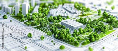 Civil engineering blueprint of an urban park