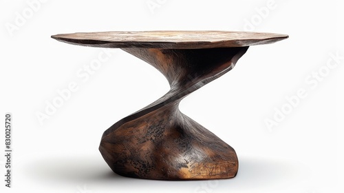 Contemporary accent table with a unique base, isolated on a white studio background