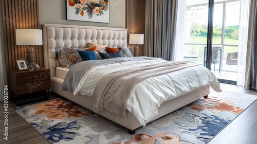 Contemporary bed with an upholstered headboard and footboard in a bedroom photo