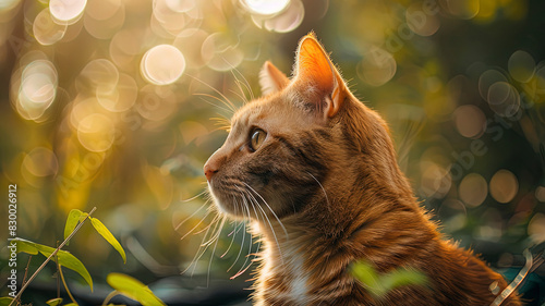 close up of a prretty cat in the park, beautiful kitten in the grass, portrait of a cat