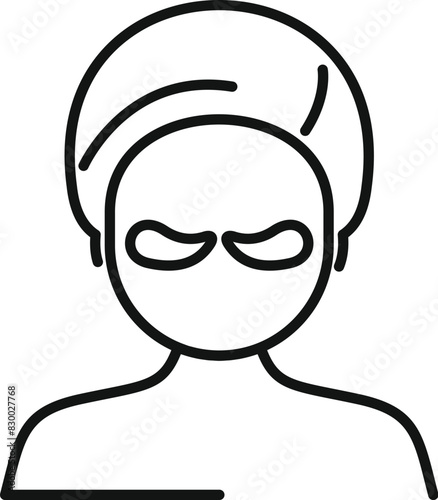 Minimalistic black and white line drawing of an individual with a stylish headwrap