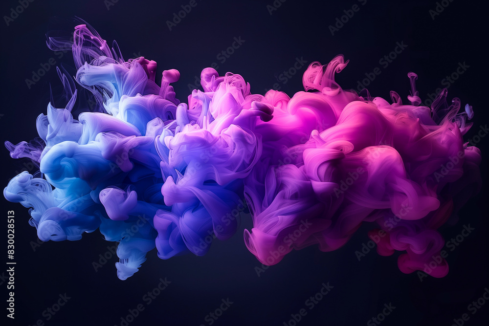 rainbow colored colorful smoke, paint or ink in the water, liquid or fluid, motion wallpaper art, vapor in motion on black background