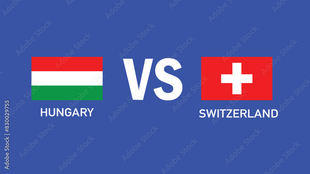 Fototapeta premium Hungary And Switzerland Match Design Emblem European Nations 2024 Teams Countries European Germany Football Symbol Logo Vector Illustration