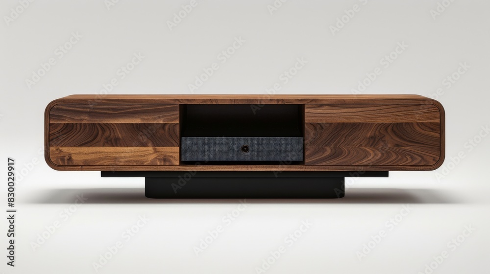 Contemporary media console with a minimalist design, isolated on a white studio background Contemporary media console with a minimalist design, isolated on a white studio background