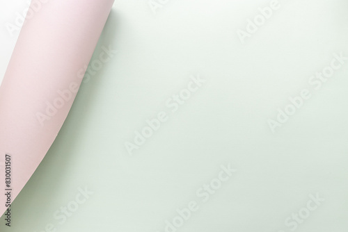 Sheet of paper with curled corners. Space for text,top view. Mock up