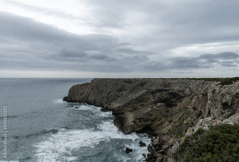Rugged Cliffs and Ocean View at Cabo San Vicente, Portugal