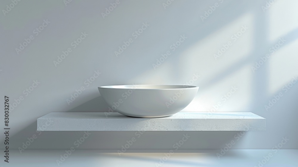 Designer wall-mounted bathroom shelf with a minimalist look, isolated on a white studio background Designer wall-mounted bathroom shelf with a minimalist look, isolated on a white studio background