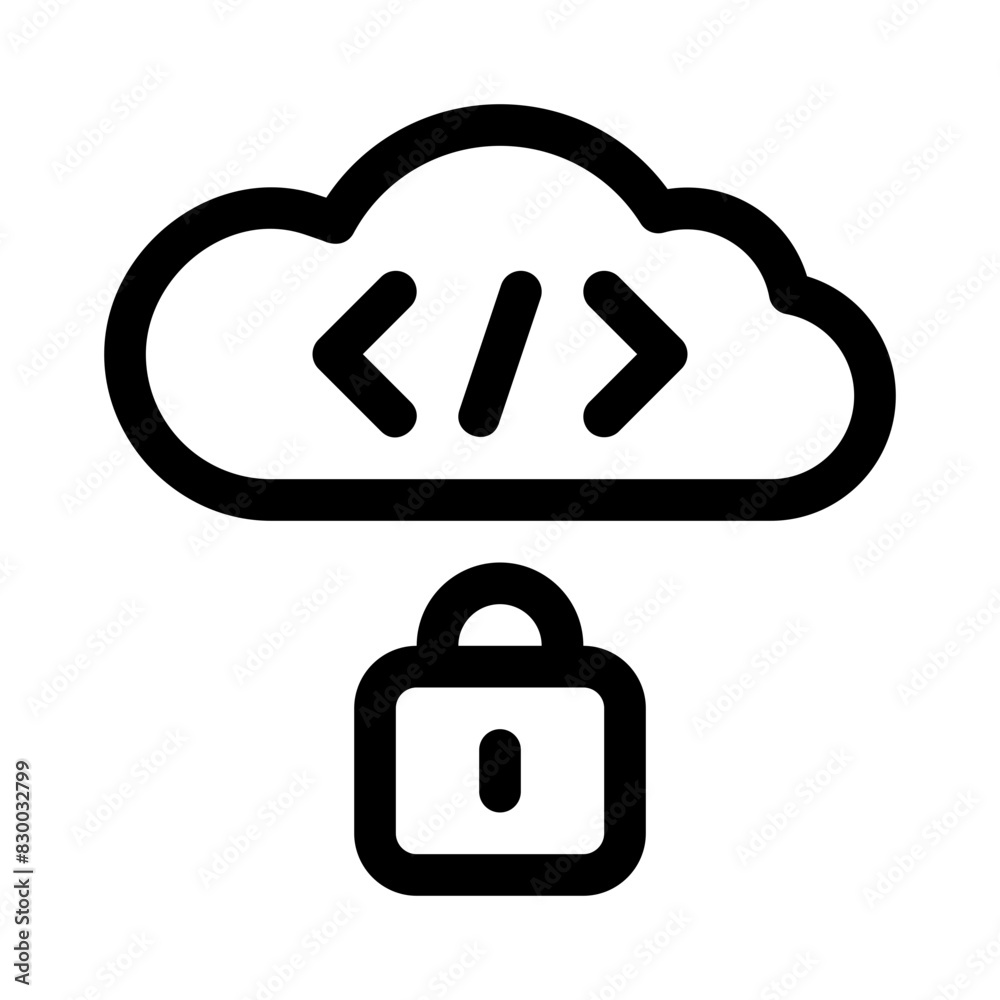 cloud lock line icon cloud lock line icon