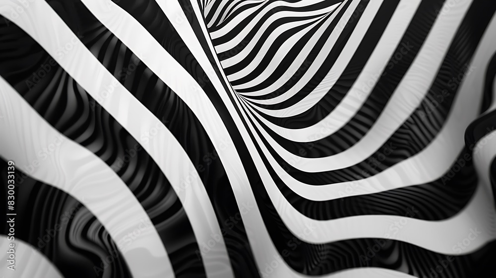 Bold wavy patterns in black and white creating a hypnotic effect.