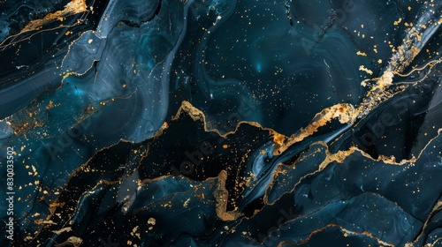 Black marble luxury, deep ocean color with glow in the dark streaks, full focus, website background, design template © Cloudspit