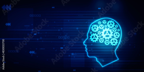 Fotografi 2d illustration digital Artificial mind concept