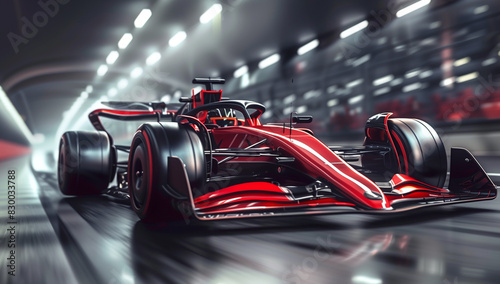 Professional high quality realistic photo of a formula 1 bolid racing