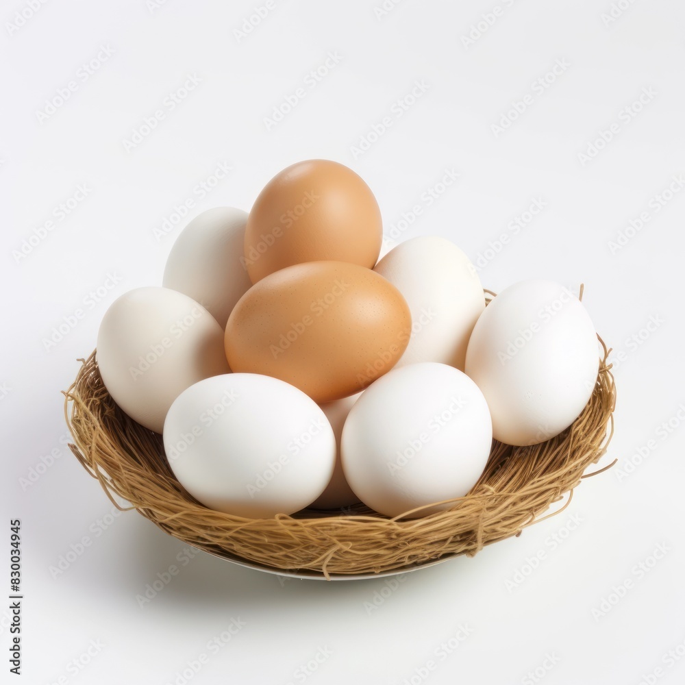 chicken egg isolated on white background. AI generated image. chicken egg isolated on white background. AI generated image.