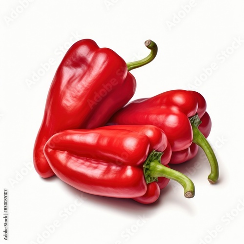 sweet red pepper, paprika, isolated on white background. AI generated image.