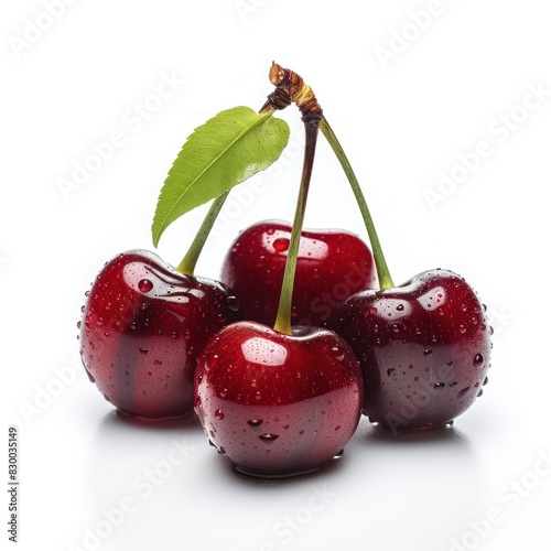 Cherry isolated. Cherries on white background. AI generated image.