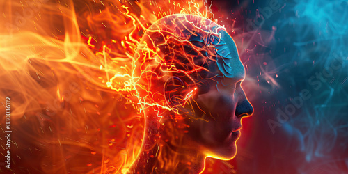 Burning Sensation: The Intense, Burning Feeling of Nerve Pain - Visualize a scene where a burning sensation spreads through the body, indicating nerve damage or irritation. photo