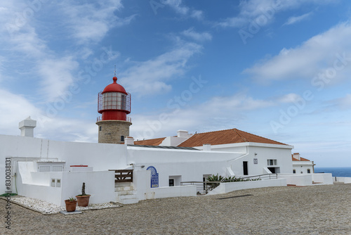 Entrance to Saint Vincent Lighthouse on Cabo de Saint Vicente, Portugal photo