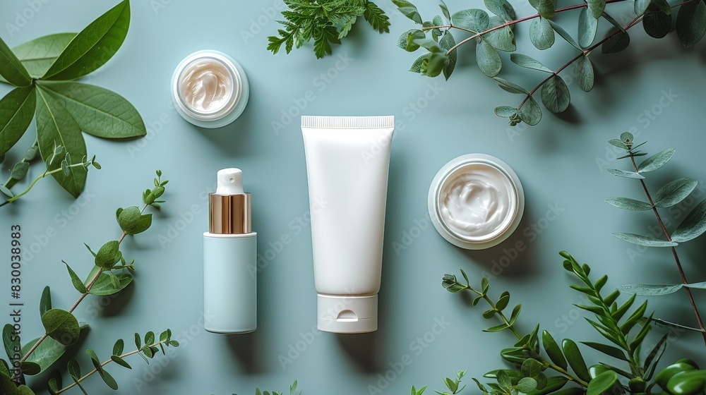 elegant mock-up of a cosmetic box and tube set against a gradient background, featuring a top-down view to clearly display the design and branding elements elegant mock-up of a cosmetic box and tube set against a gradient background, featuring a top-down view to clearly display the design and branding elements