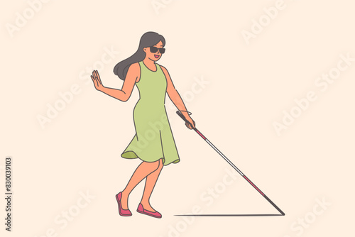 Blind woman walks around city using cane to find way, enjoying life despite health problems