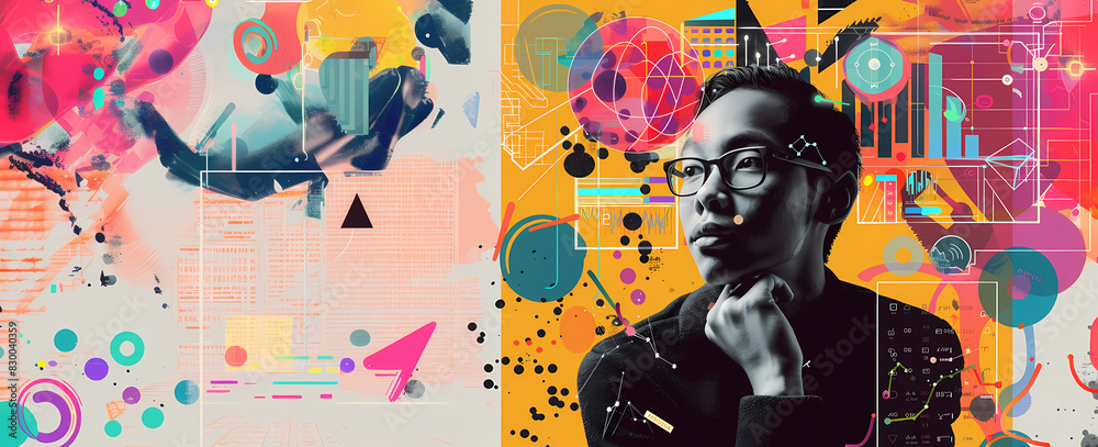 A Digital Collage Featuring Elements of Data Science - Cutting-Edge Technological Art A Digital Collage Featuring Elements of Data Science - Cutting-Edge Technological Art