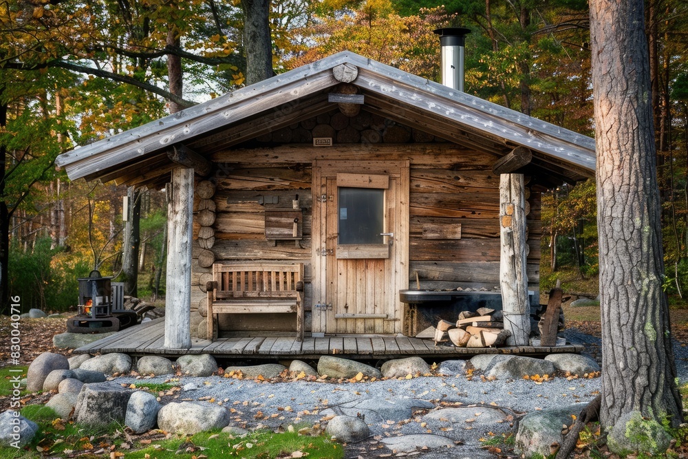 rustic sauna cabin, where can you relax. Geerative AI rustic sauna cabin, where can you relax. Geerative AI