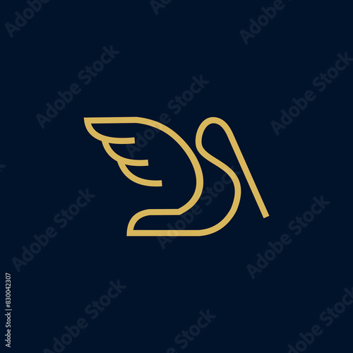 simple stork line logo design