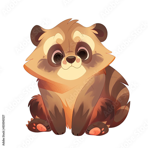 An illustration of a cute tanuki sitting down