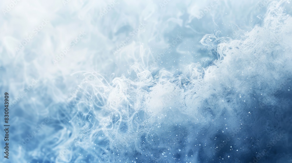 Fototapeta premium Abstract wintery background featuring liquid-like blue and white textures and a glowing light backdrop